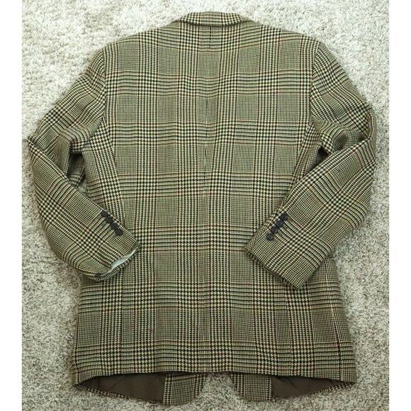 Vintage Donna Karan Plaid Herringbone Blazer Wool Cashmere ITALY Mens 40 Brown - Picture 5 of 9